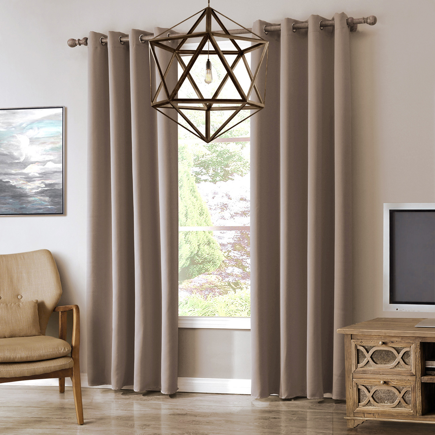 跨境专供 亚马逊货源 厂家直销 外贸遮光窗帘 杏色窗帘 素色