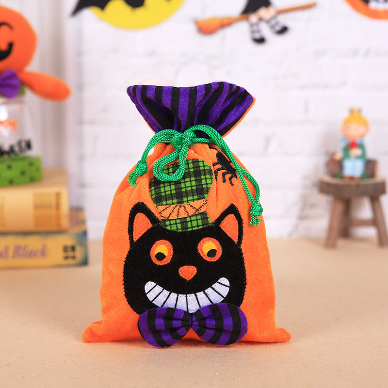 Halloween Decoration Candy Bag Velvet Gift Bag Children's Ghost Festival Portable Pumpkin Witch Bag Party Supplies
