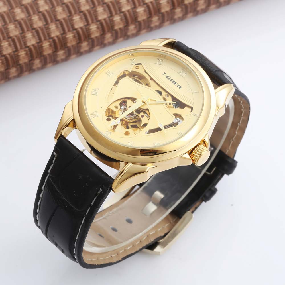 tgoer高尔全镂空男士全自动机械表男自动机械表皮带一件代发