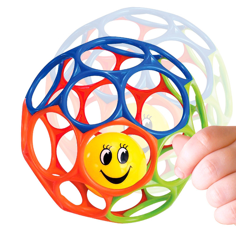 婴幼儿早教益智洞洞手抓球牙胶软胶球 可水煮磨牙固齿可咬摇铃球