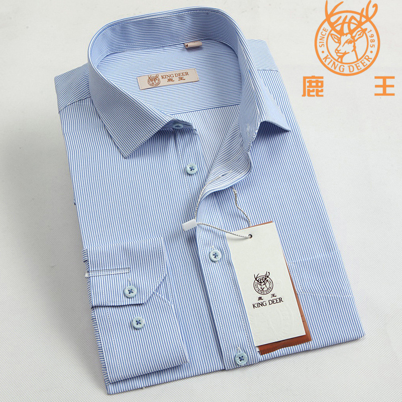 2018春秋新款长袖衬衫正品鹿王男士商务修身正装精品衬衣一件代发