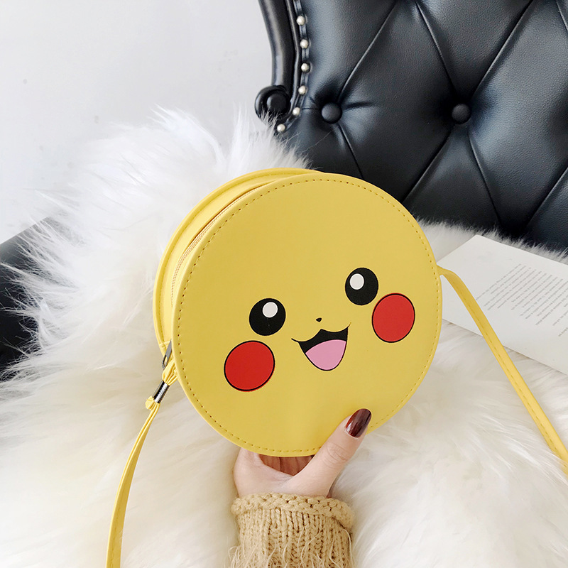 Women's Bag New Korean Style Fashion Cartoon Expression Yellow Smiley Face One Shoulder Want Small Crossbody round Bag Eccentric Personality Mobile Phone Bag