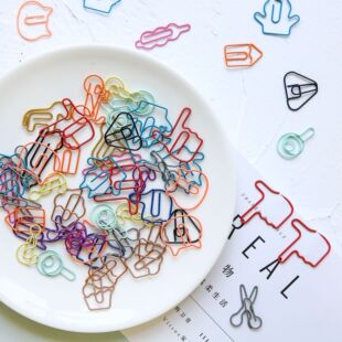 创意卡通书签 金属彩色可爱回形针财务文件资料曲别针收纳18枚盒