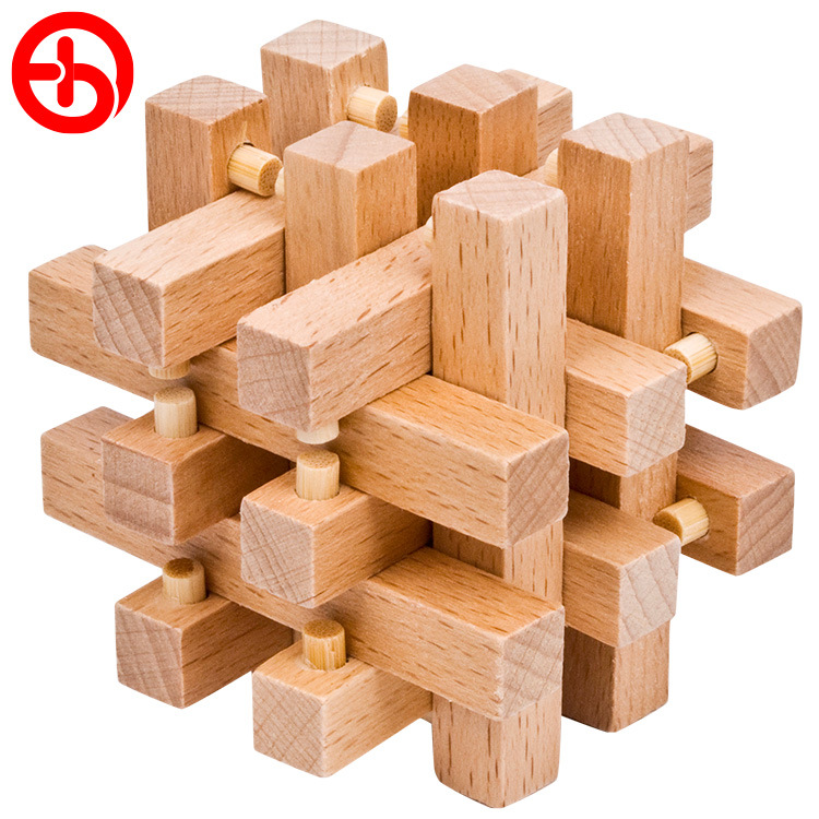 榉木十八柱 木质鲁班孔明锁18根 趣味解锁成人智力锁 十八罗汉