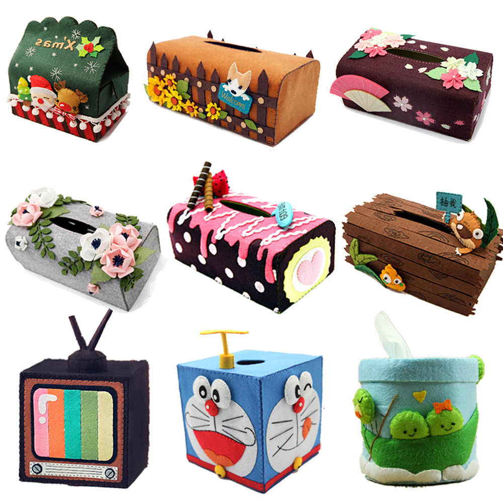 纸抽盒纸巾盒客厅创意卡通可爱 不织布手工布艺diy材料包免裁剪