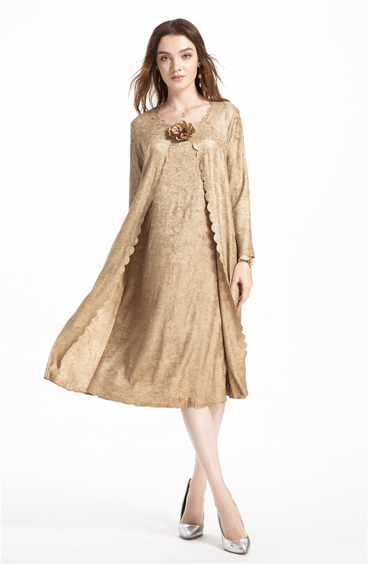 k80825典雅精品褶皱连衣裙2018嘉柠原创宫廷风晚装中长款连衣裙