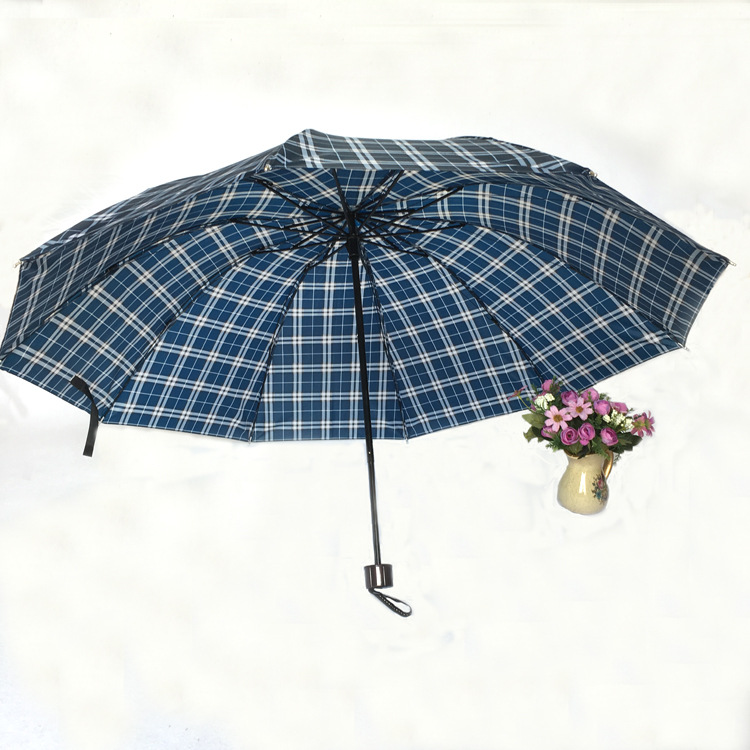 10K Tri-Fold Inverted Rod Plaid Umbrella Creative Fashion Business Umbrella Sun Umbrella Sunshade Factory Wholesale