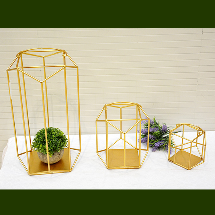 工厂直销铁艺工艺品 新款多边形镂空立方体摆件-阿里巴巴