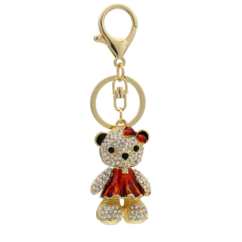 Valentine's Day Key Accessories Small Gift Rhinestone Car Bear Keychain Personality Creative Bag Pendant