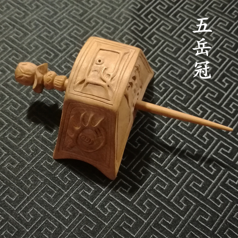 厂家直供道教纯手工精制黄杨木五岳冠偃月冠月牙冠皇冠五岳