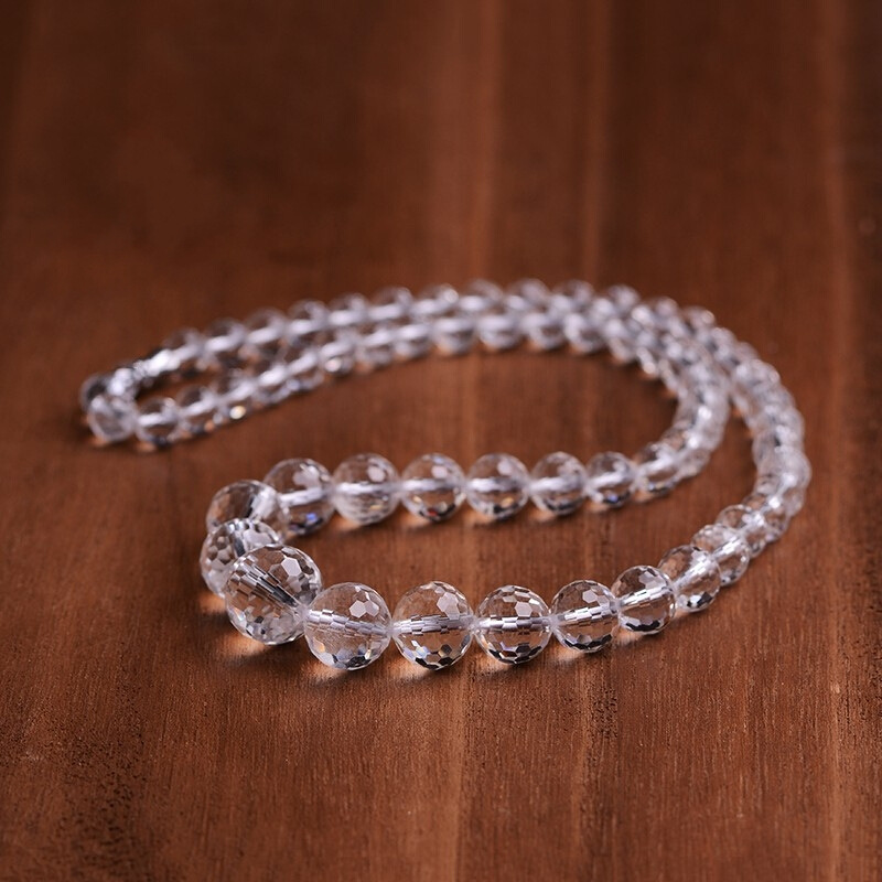 天然白水晶128刻面男女款项链东海水晶切面塔链新款礼物厂家批发