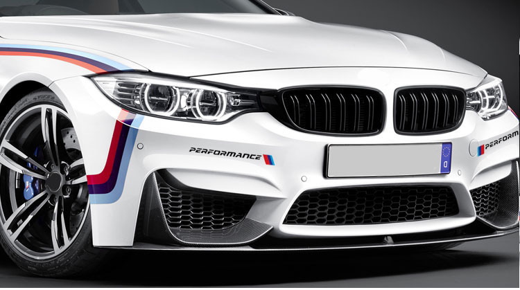 适用于宝马汽车贴纸车身个性改装贴三色m英文字母反光车贴一对贴