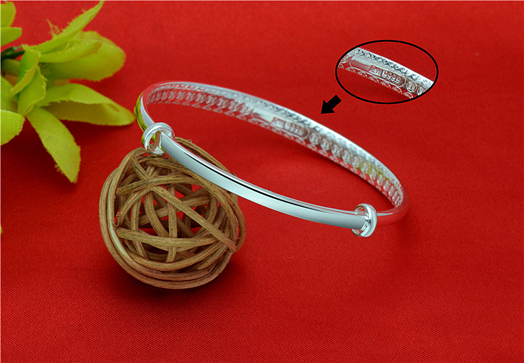 9实心内弧年年有鱼手镯送礼送妈妈纯银手环代理