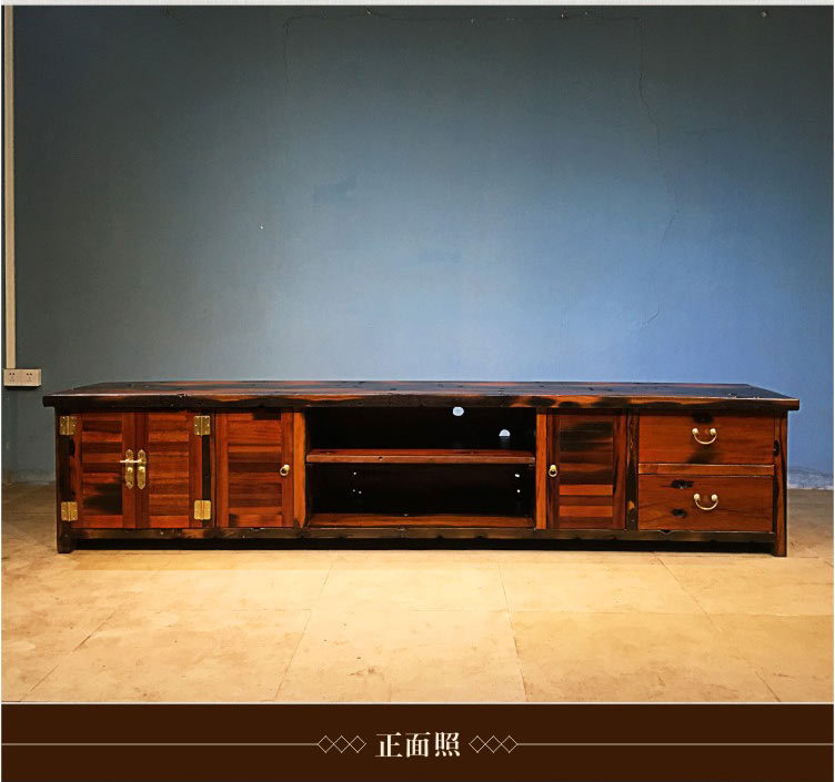 老船木材质客厅家具 中国风电视柜实木电视机柜组合落地组装矮柜