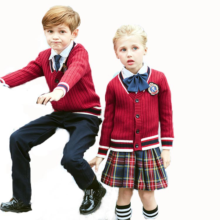 定制统一儿童幼儿园服秋季欧美小学生v字领开衫校服套装 学校班服