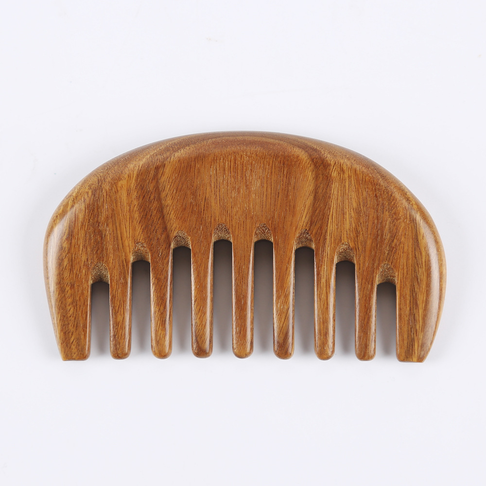 厂家批发木质宽齿檀木梳子粗齿经络穴位按摩梳小号掌心木梳批发