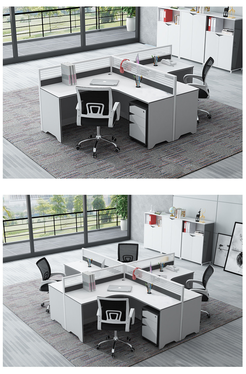 十字型屏风办公桌隔断式卡座卡位转角职员桌椅组合2/4/6人位