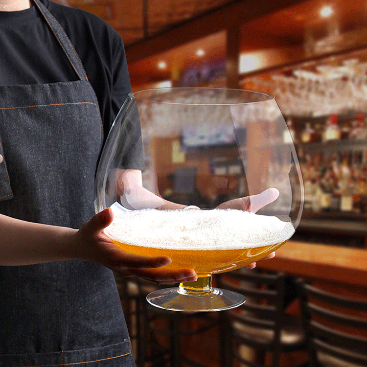 高脚超大容量玻璃啤酒杯4500ml大号香槟杯大英雄杯扎啤杯大饮料杯