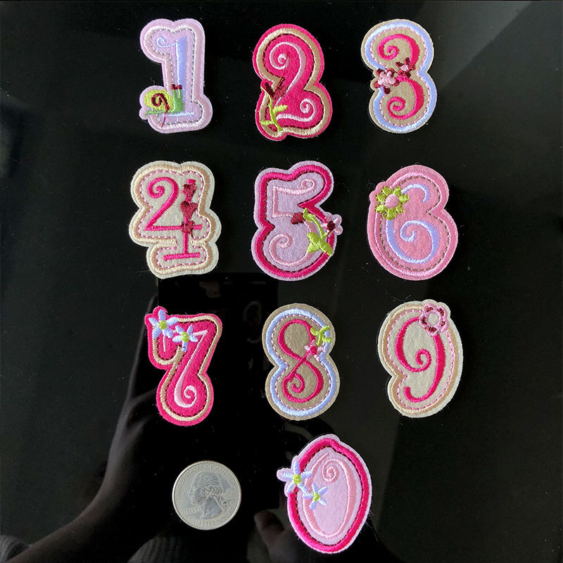 数字布贴 卡通彩色0-9数字背胶刺绣服装鞋帽包包创意diy补丁现货