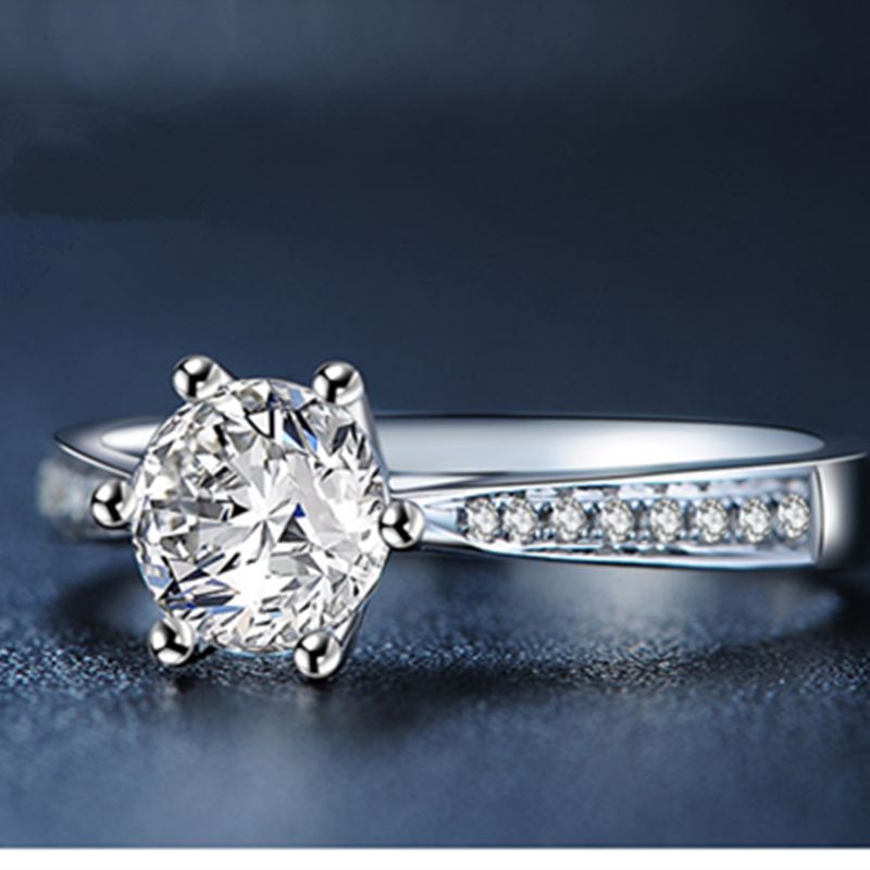 批发镀白金时尚气质遇见爱皇冠经典6爪镶钻开口女戒指 指环