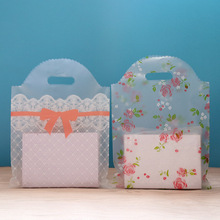 加厚女装袋手提礼品袋 透明包装袋白色蕾丝蝴蝶结 护肤品塑料袋子