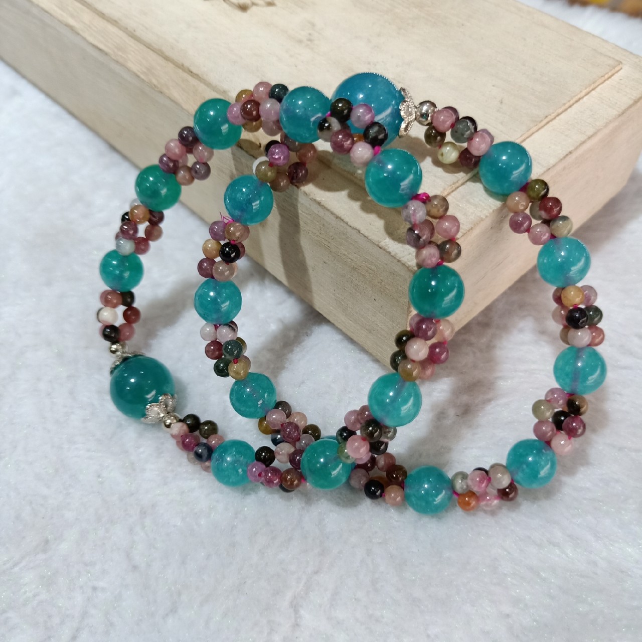 海蓝宝碧玺手链蓝水晶手串