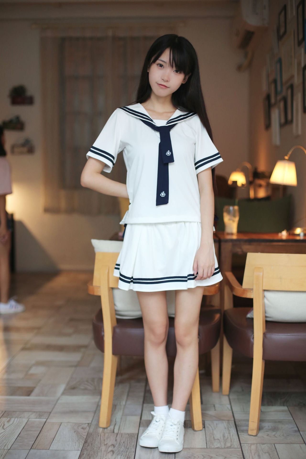 甜美可爱中学生两件套装短袖日系软妹服水手服海军风中学校服套装