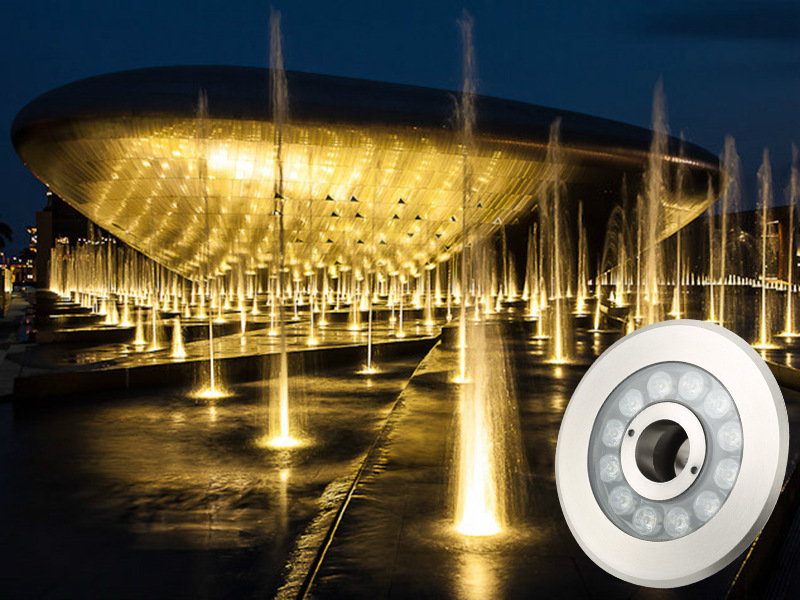 新款水底灯led水下灯防水喷泉灯七彩rgb不锈钢泳池水景鱼池涌泉灯