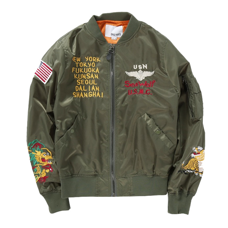 2019欧美潮牌ma1飞行员夹克男款 修身刺绣男式棒球服外套男装