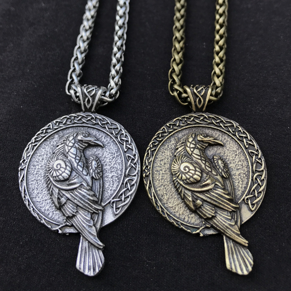 北欧护身符项链维京乌鸦吊坠黑鸟凯尔特乌鸦项链男士流行饰品批发