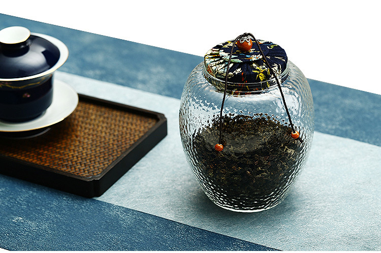 Handmade Hammered Pattern Glass Tea Pot Cloth Cover Tea Warehouse Kung Fu Tea Set Sealed Jar Nut Jar Cereal Can