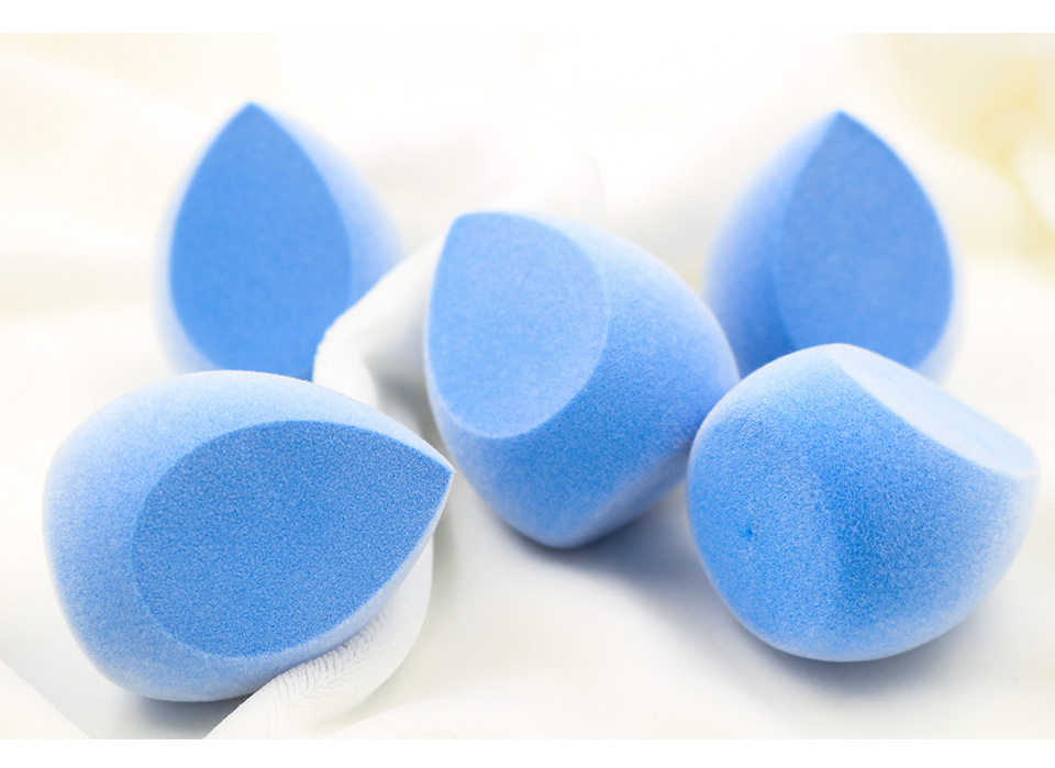 o蓝色植绒水滴粉扑 斜切两刀立体粉扑 干湿两用美妆蛋 9919