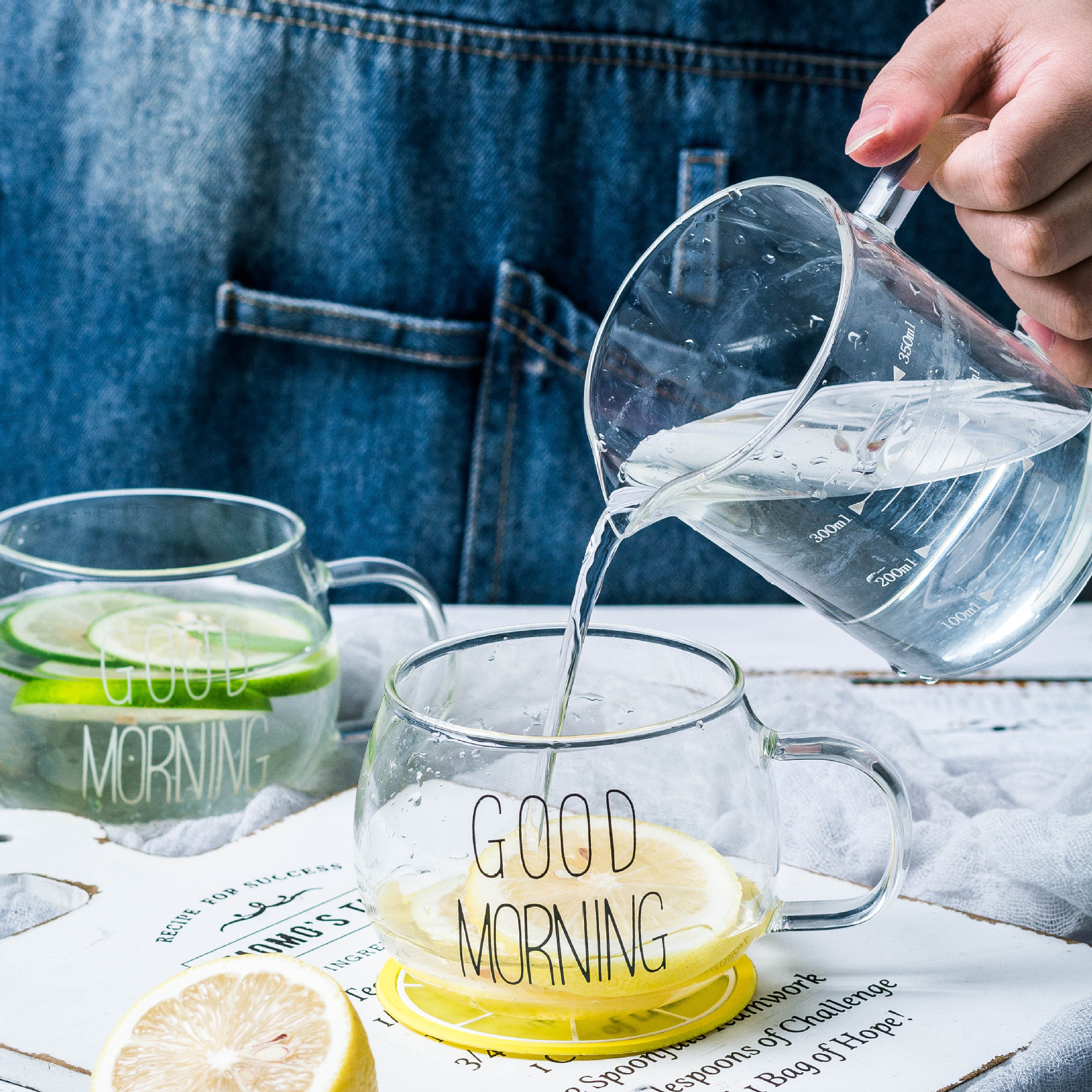 Heat-Resistant Glass Handle Milk Cup Breakfast Cup