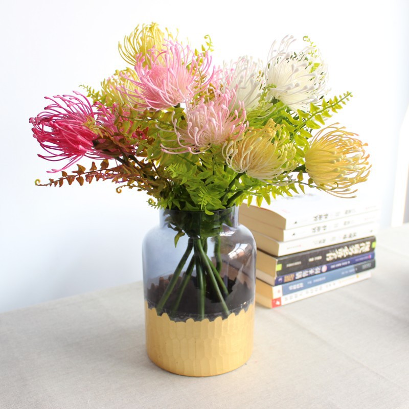 短枝2头针垫花 仿真花塑料花假花跨境装饰花背景软装批发