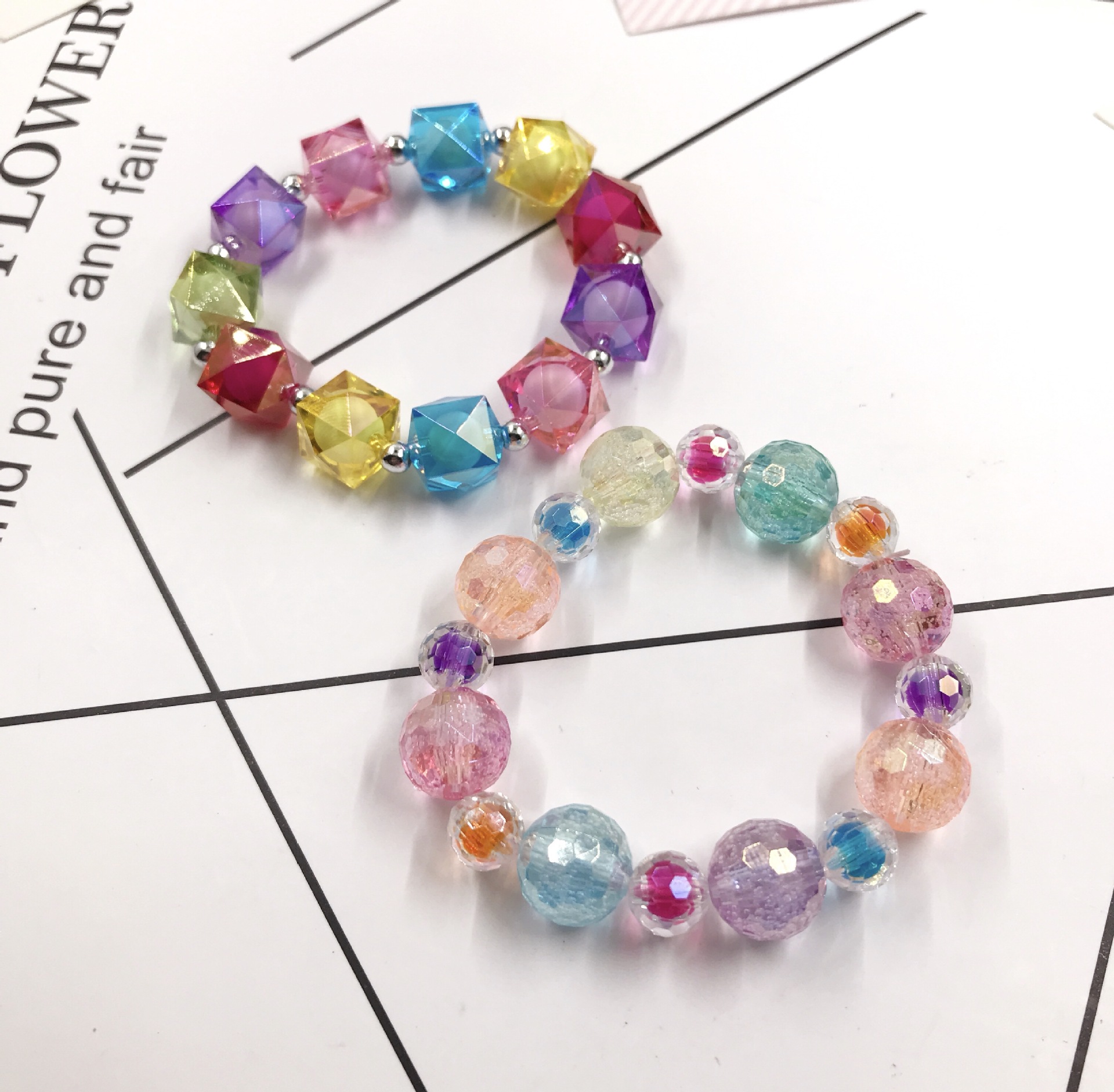 韩国儿童手链贝壳手环亚克力可爱珠子diy手链女童手镯