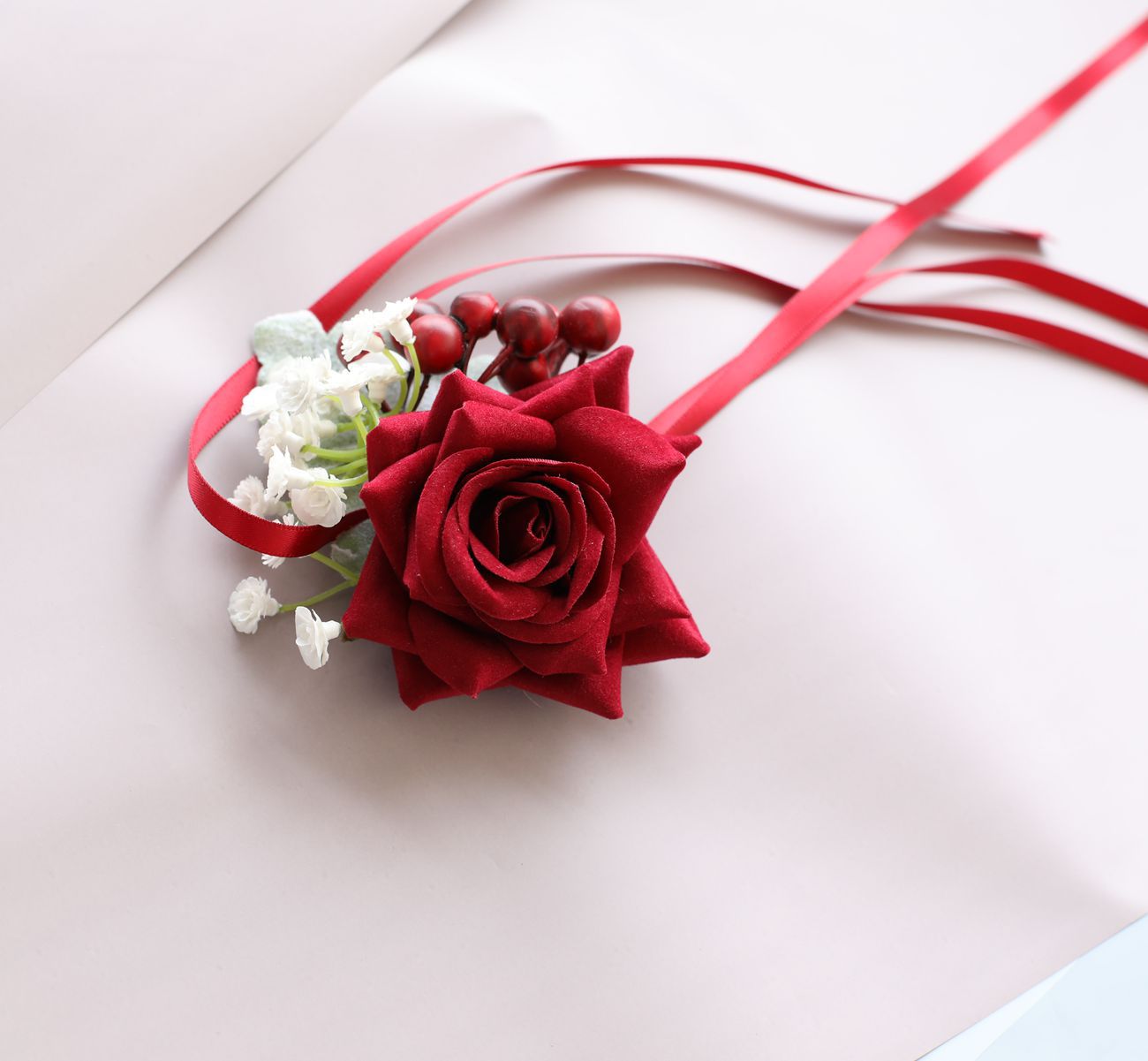 中式新郎伴郎结父亲母亲婚胸花新娘伴娘结婚手腕花大红酒红批发