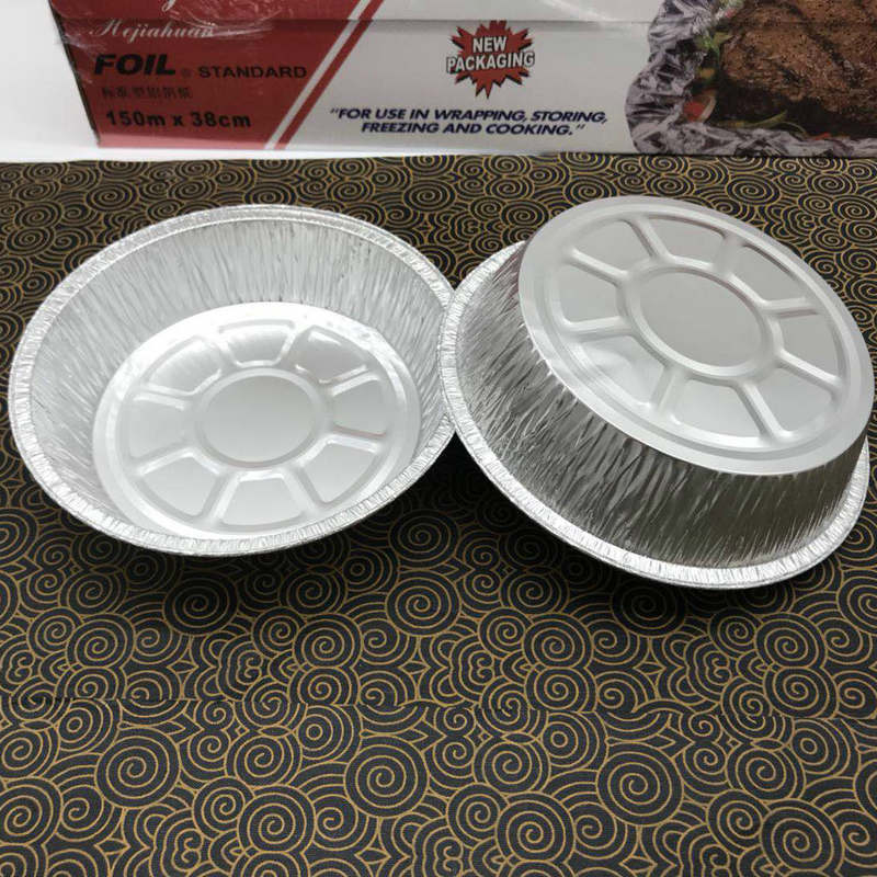 Disposable Household Air Fryer Foil Plate round Thickened Barbecue Tin Tray High Temperature Resistant Oven Aluminum Foil Lunch Box