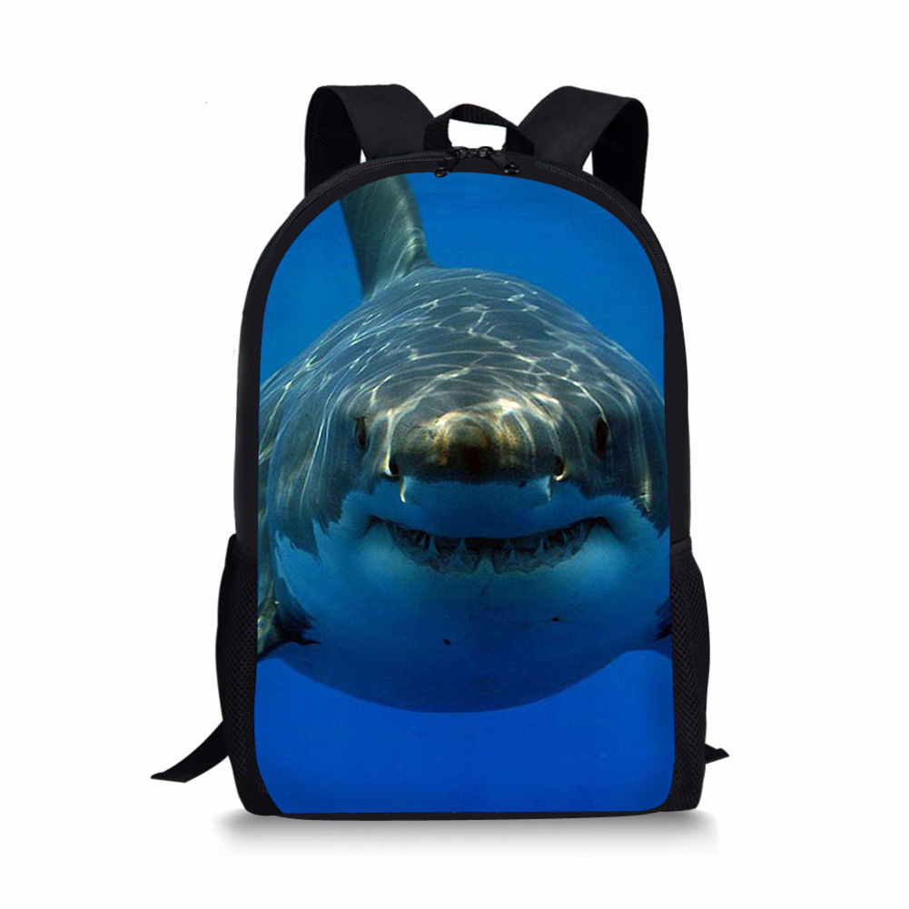厂家批发直销新款鲨鱼书包 海底动物世界双肩包 创意图案定制背包