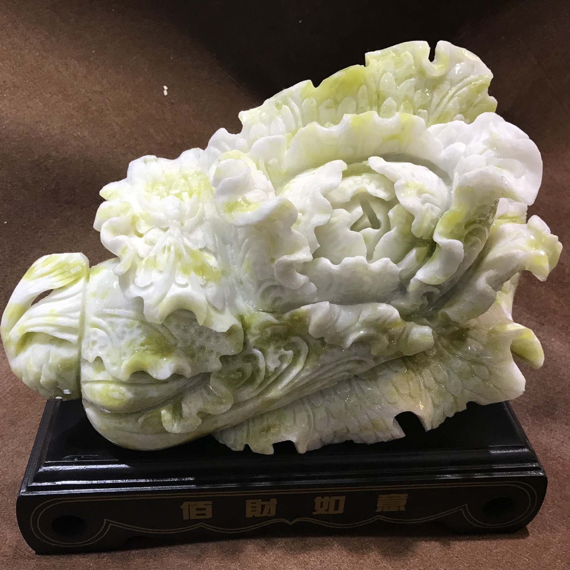 白菜摆件玉石工艺品批发岫玉雕刻玉器礼品百财俱来玉白菜产地货源