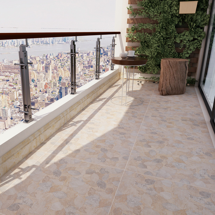 简约现代阳台瓷砖搭配600x600釉果釉仿古砖卫生间浴室花园地砖