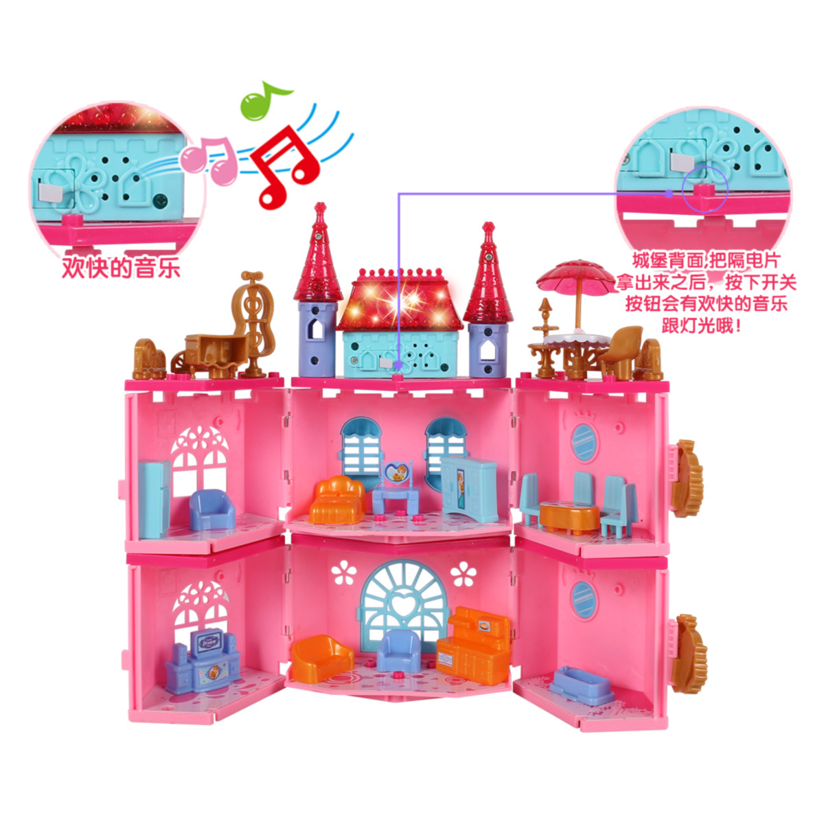 Factory Direct Sales Girls' Play House Toys MYSTERE 3D Barbie Doll Light Castle One Piece Dropshipping