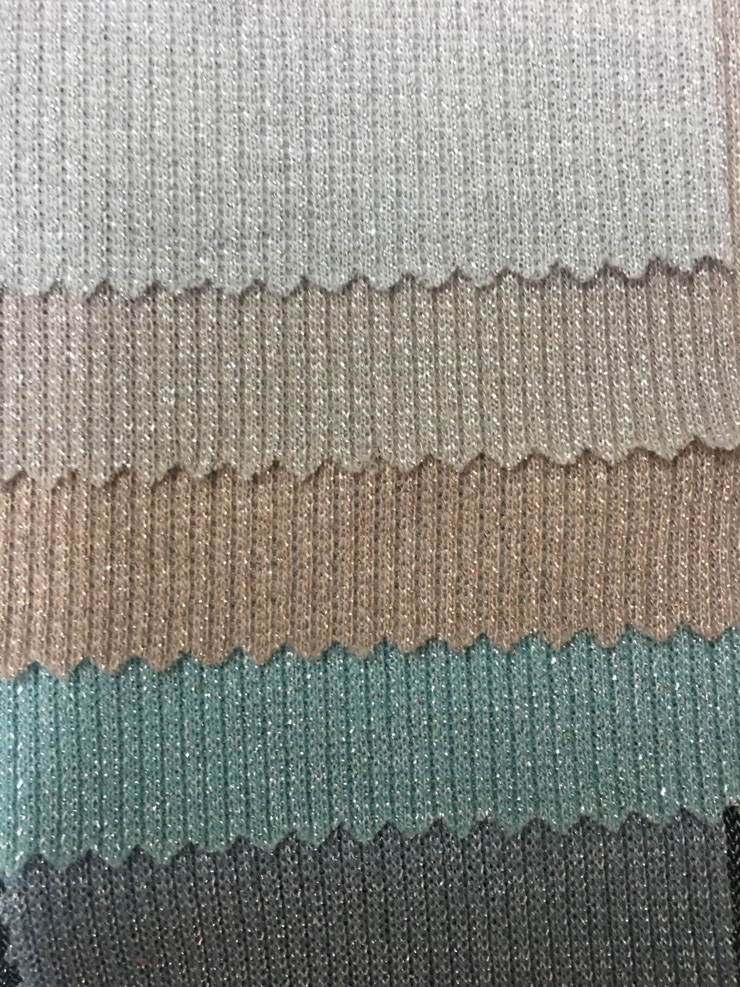 亮丝2*2罗纹坑条 针织金银丝 闪光面料 春夏舒适t恤女装针织面料