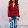 Cross-border sourcing 2019 Explosive money Europe and America standard overlapping Easy strapless Long sleeve Chiffon shirt Yes Belt Cross-border sourcing 2019 Explosive money Europe and America standard overlapping Easy strapless Long sleeve Chiffon shirt Yes Belt