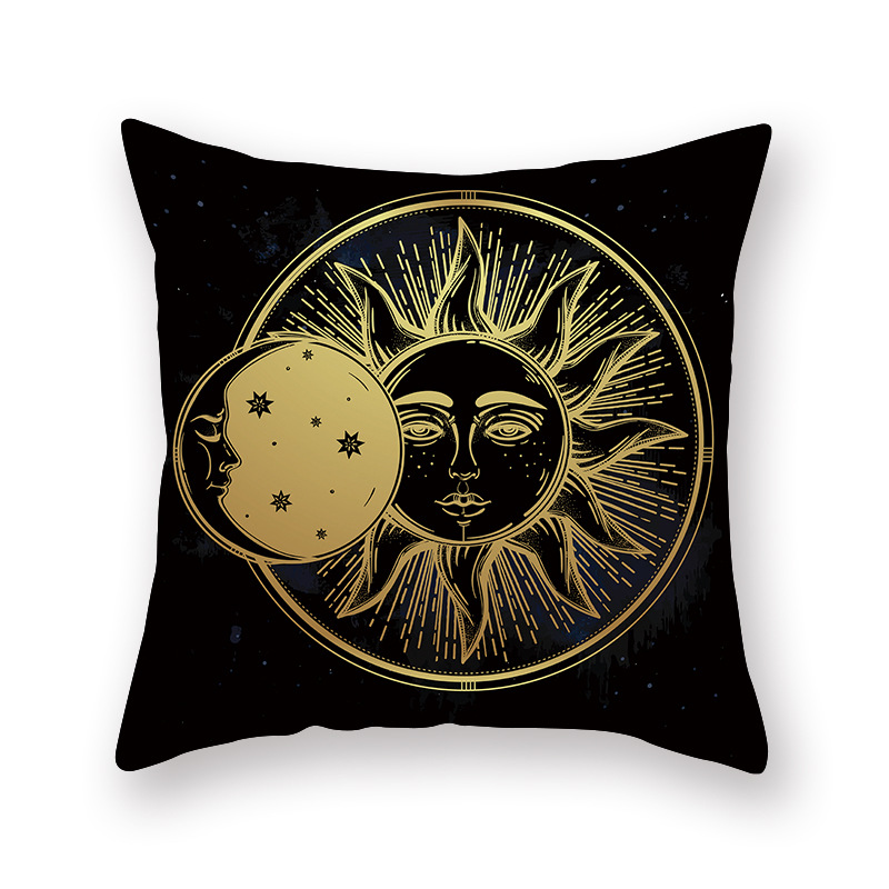 数码印花桃皮绒曼达拉黑暗风沙发抱枕套靠枕套北欧跨境专供批发