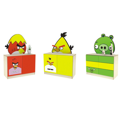 儿童玩具柜卡通小鸟幼儿园组合柜书包柜鞋柜置物架木质厂家直销