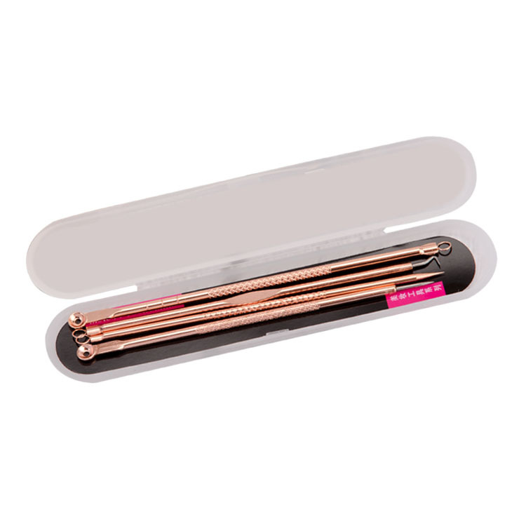 Factory Stainless Steel Acne Needle 4-Piece Set Blackhead Removal Acne Needle Pimple Removing Needle Rose Gold Acne Needle Set Wholesale