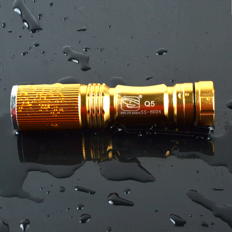 微笑鲨led铝合金迷你袖珍强光伸缩变焦笔夹笔扣小手电筒5号1节aa