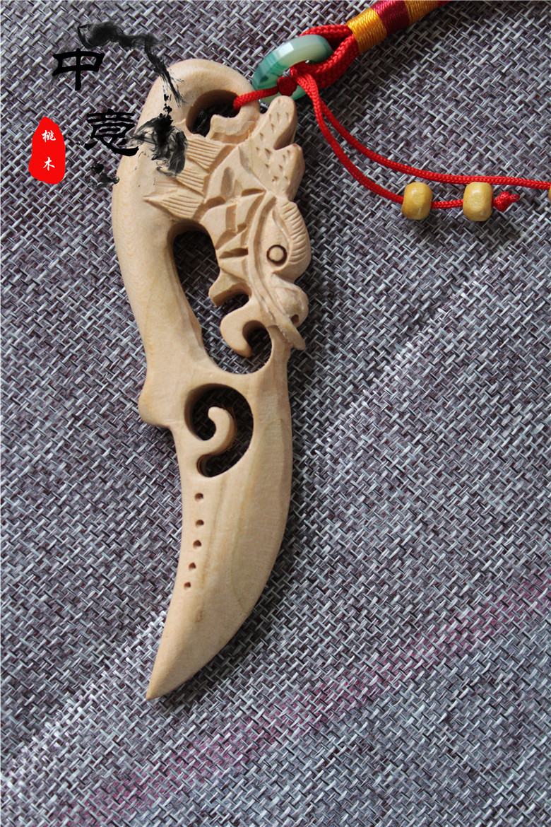 肥城桃木龙头挂剑 龙头挂刀吉祥 纳 护福龙头桃木剑