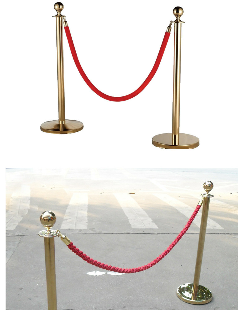 高档礼宾杆挂绳栏杆座圆头挂绳栏杆座钛金圆球51管不锈钢隔离带-阿里