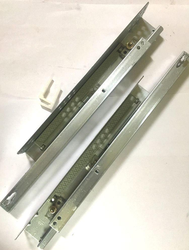 厂家直销二节抽屉滑轨 托底阻尼隐藏滑轨 缓冲导轨
